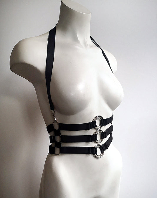 Wide Elastic Cage Harness (Triple)