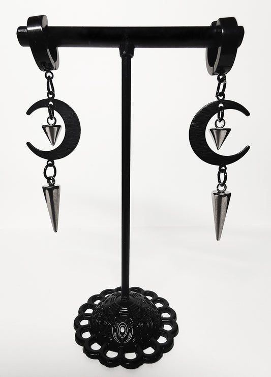 Crescent Moon Spike Earrings (clip-on) (Ready to Ship)