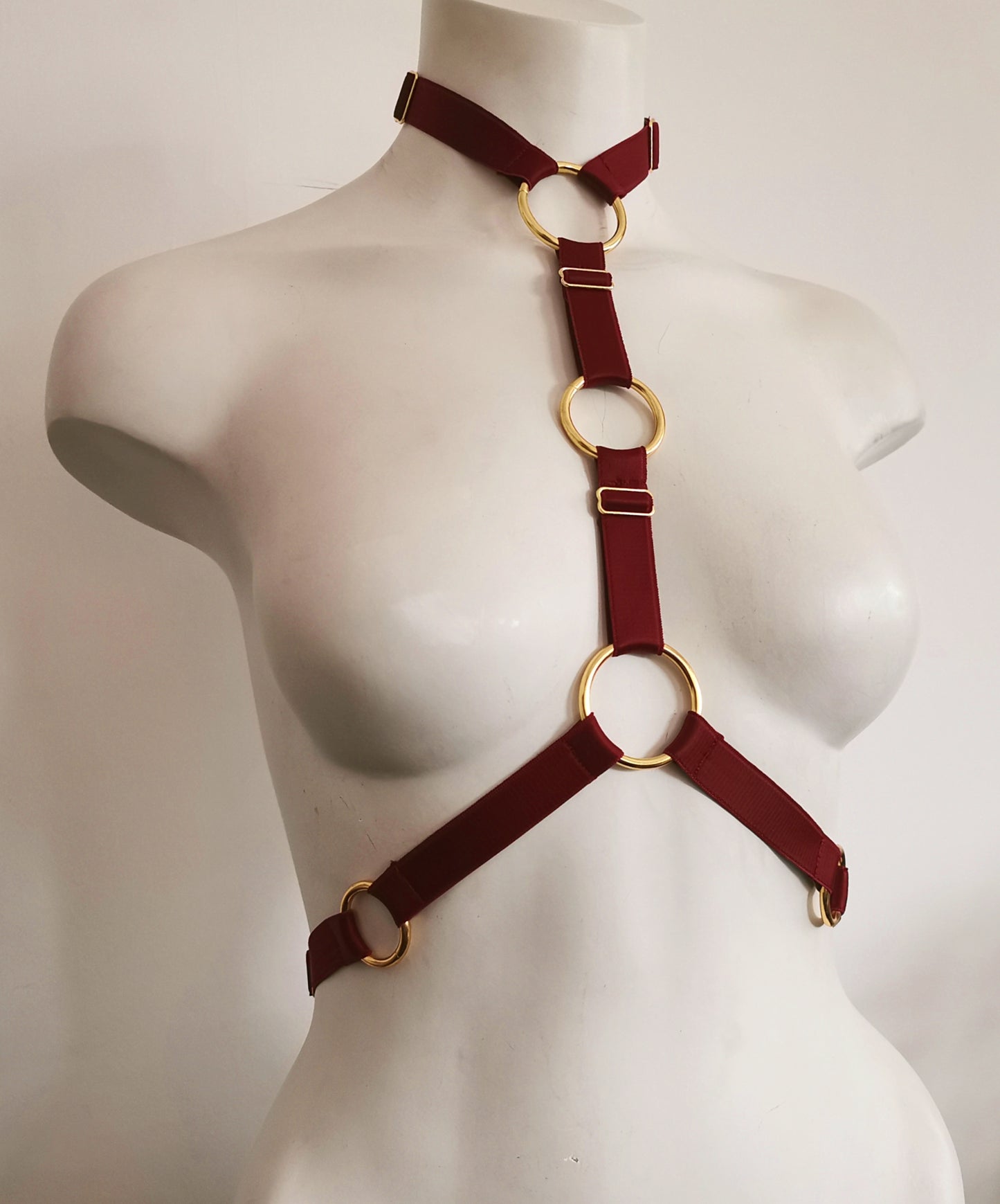 Bordeaux Triple Ring Chest Harness