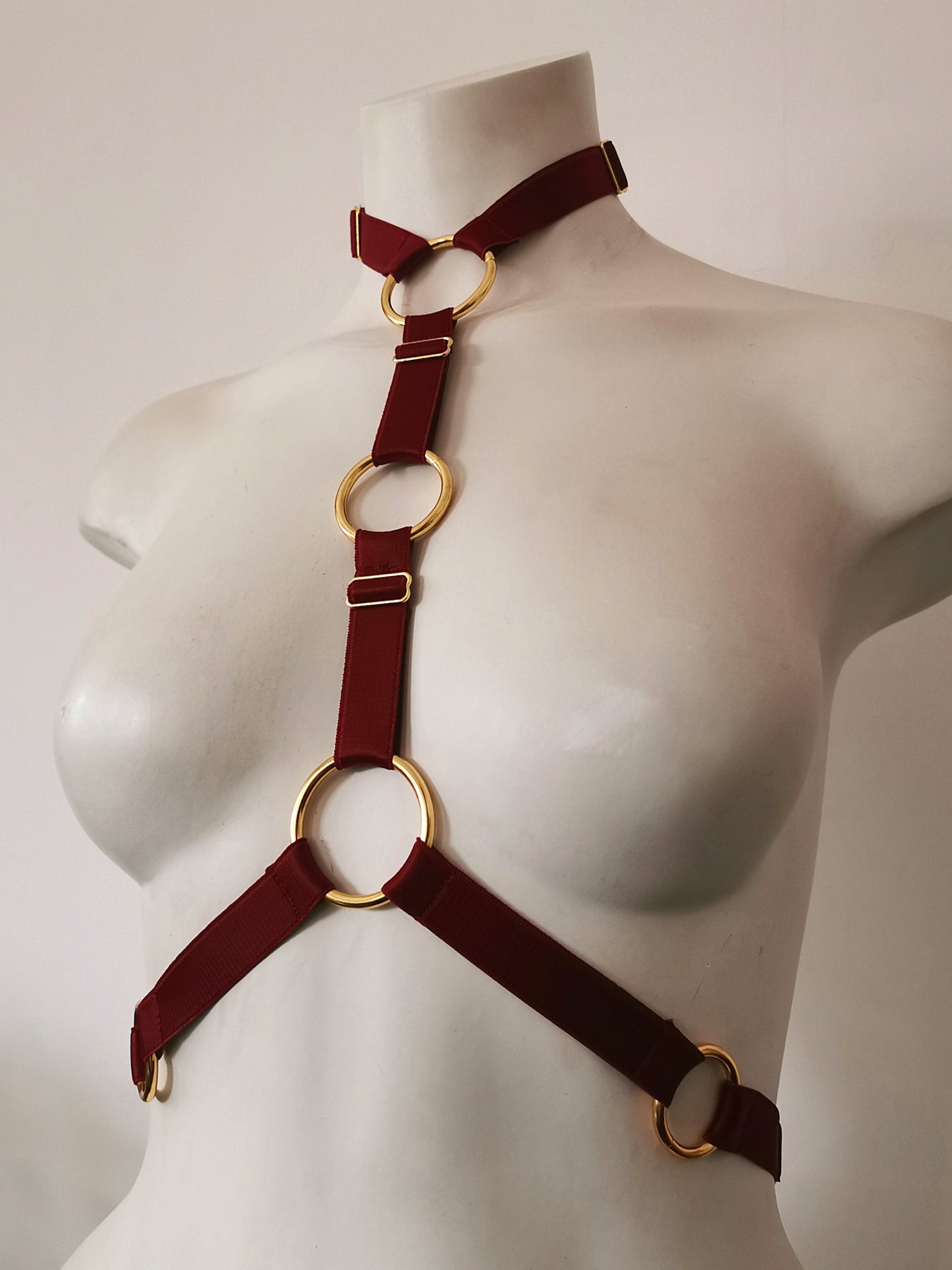 Bordeaux Triple Ring Chest Harness