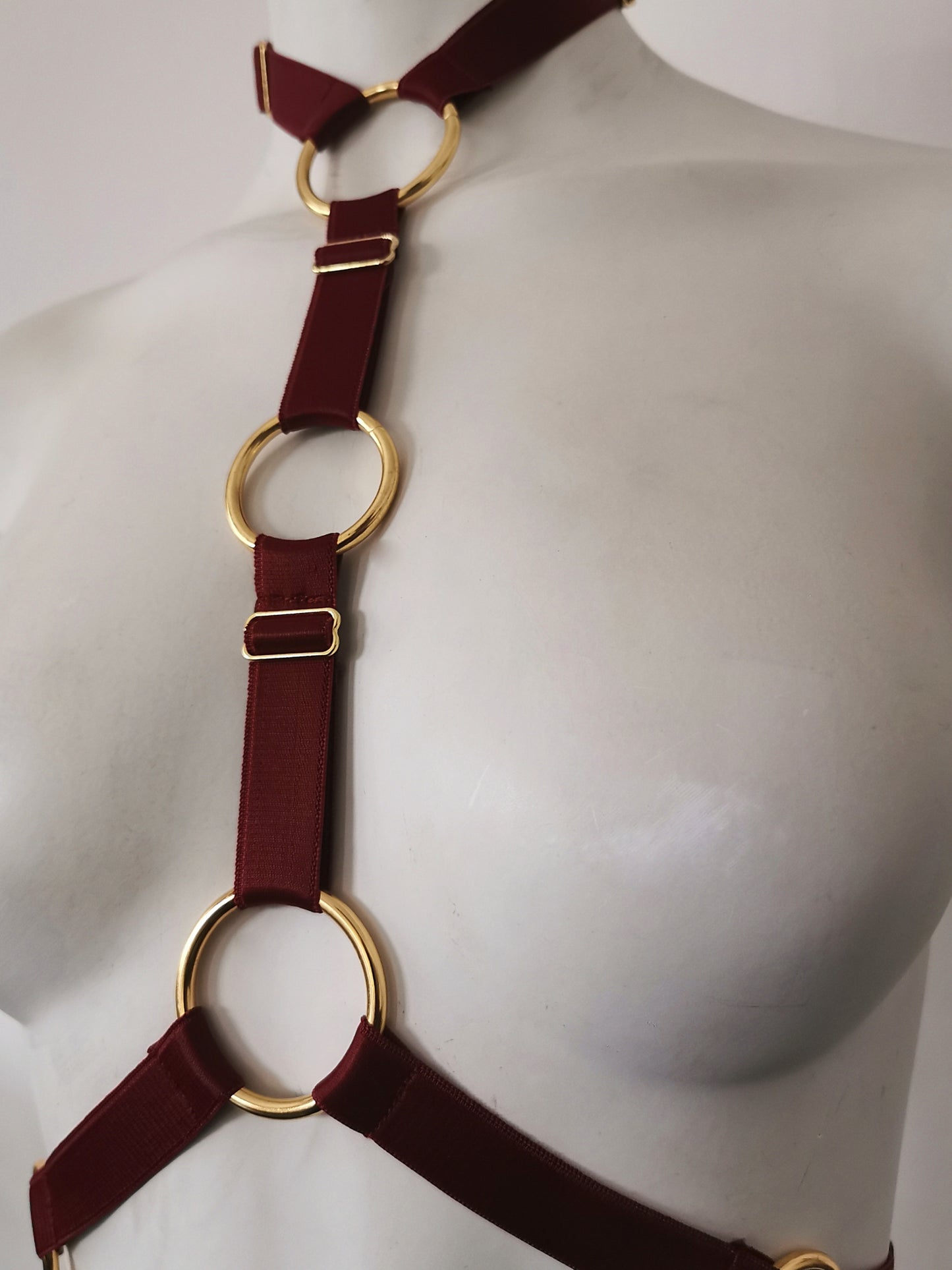 Bordeaux Triple Ring Chest Harness