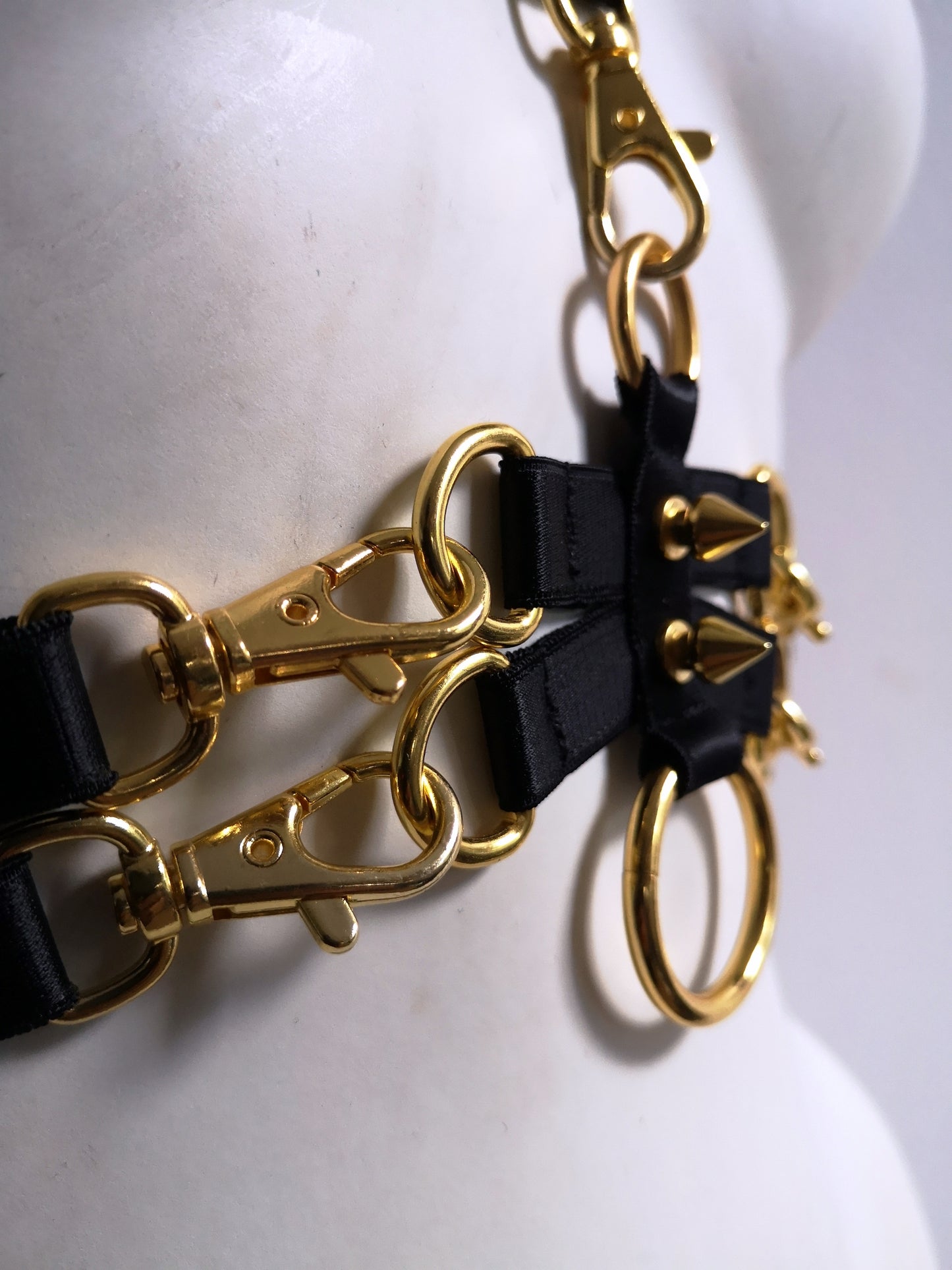 Spike Clasp Chest Harness- Gold