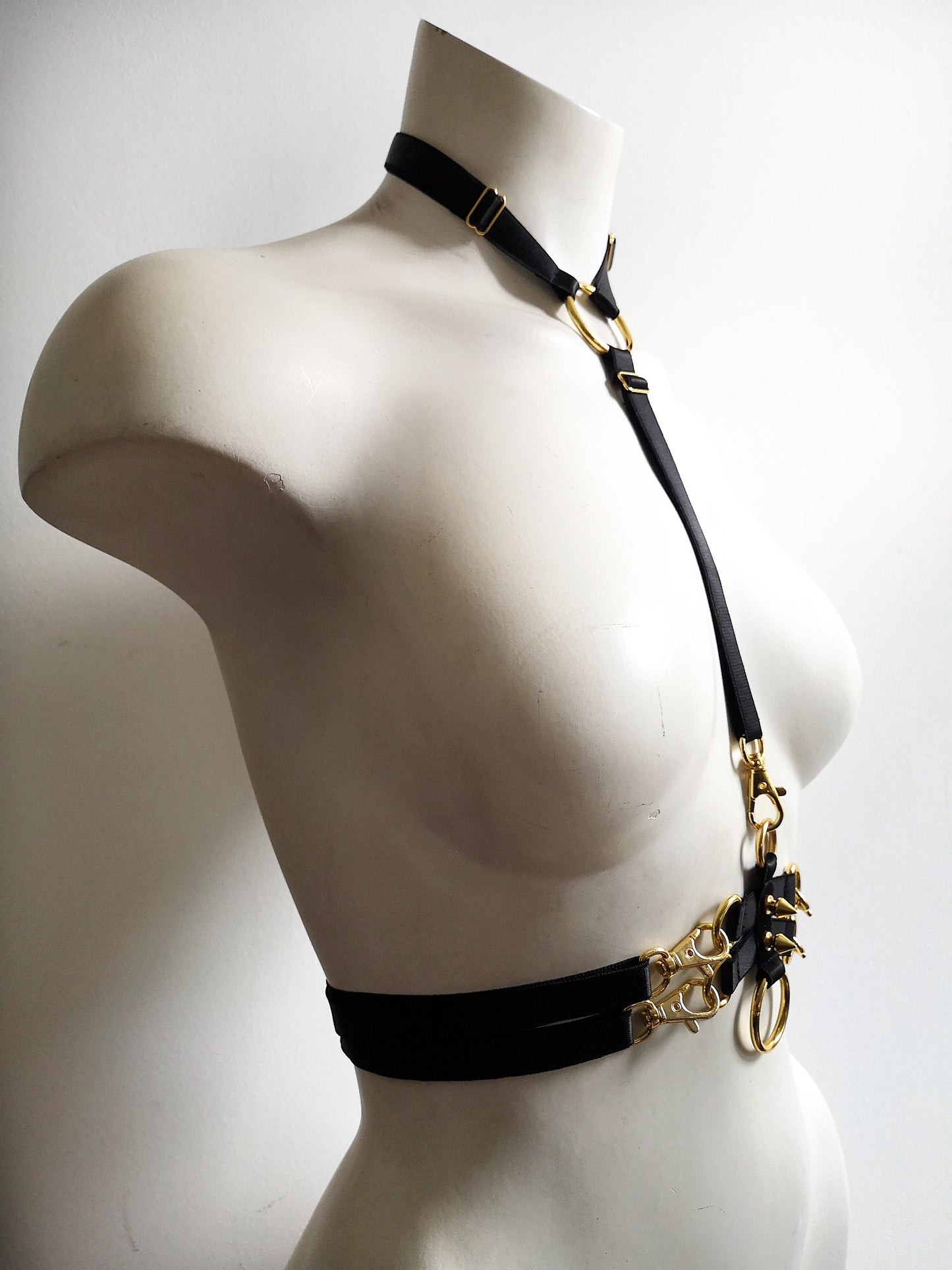 Spike Clasp Chest Harness- Gold