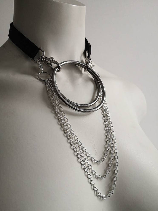 Drape Chain Double Ring Choker (Adjustable)